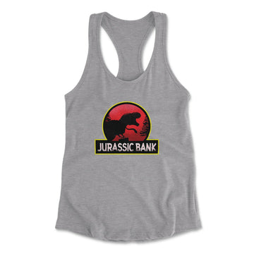 Jurassic Bank Womens Racerback Tank in Heather Grey color